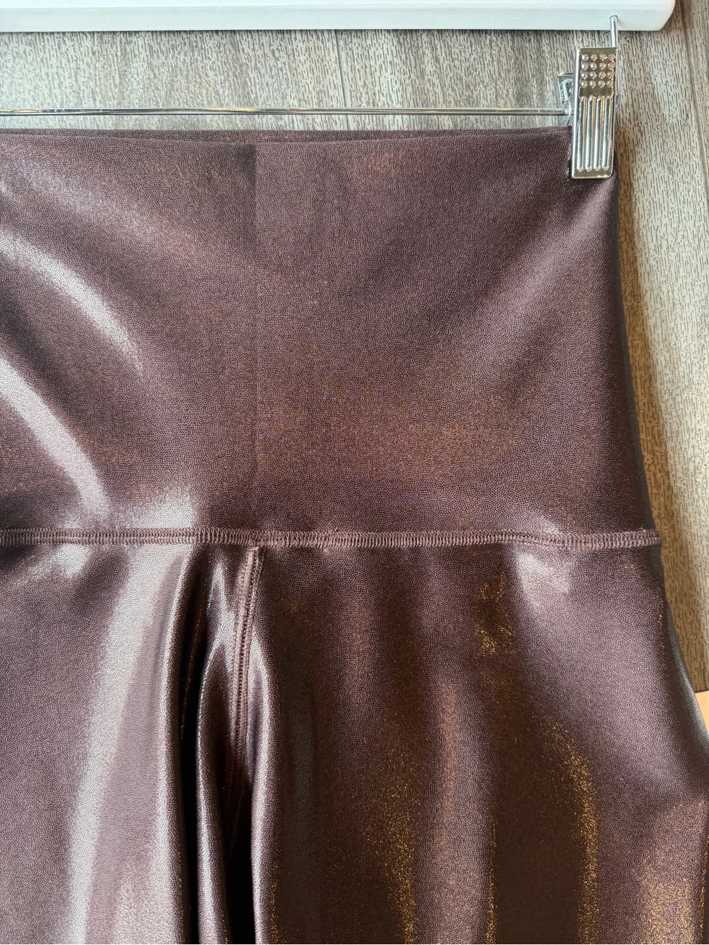 Emily Hsu Pure Barre Metallic Brown Leggings
